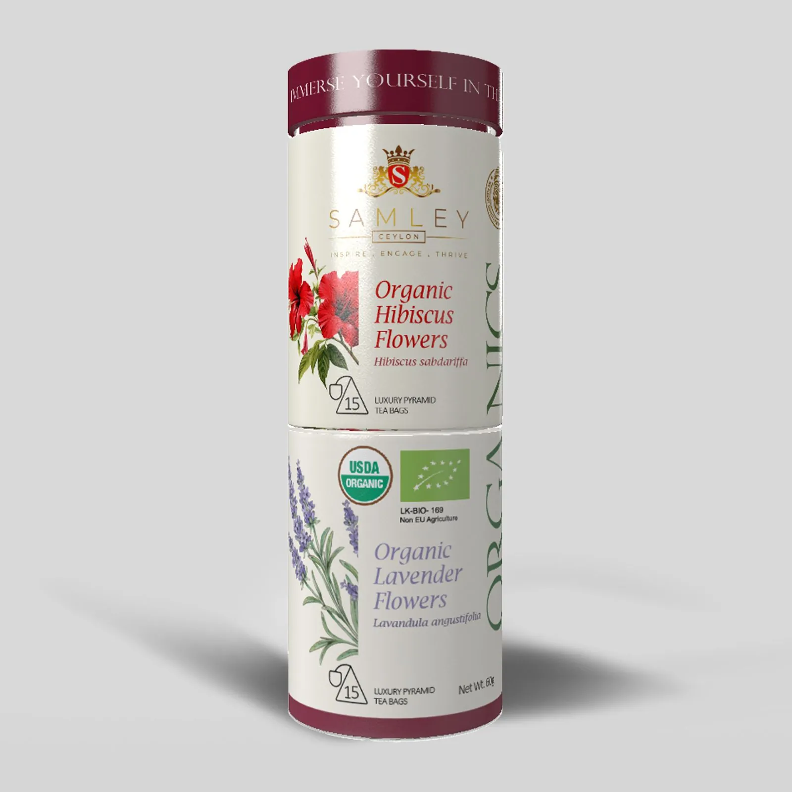 Hibiscus & Lavender 30 Pyramid Bags in Canister